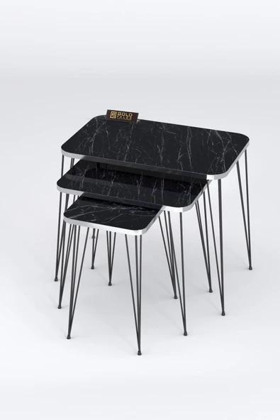 Zigon Sehpa Kr Gümüş Bendir Tel Siyah Ayak