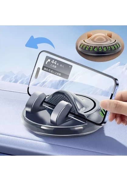 360 Dönebilen Yapışkanlı Numaratörlü Araç Telefon Tutucu