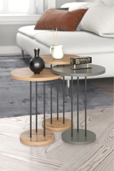 Zigon Sehpa Terra Ceviz Antrasit - Resim 2