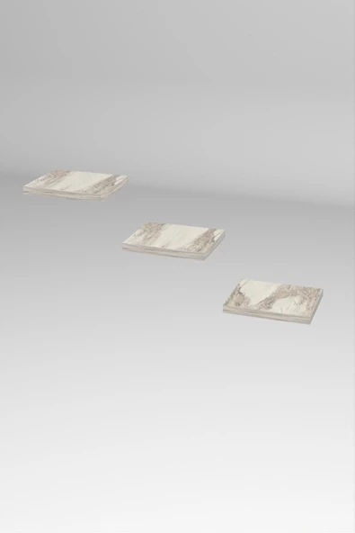 Duvar Rafı Dekoratif 3 Adet Çiçeklik Kare Efes - 4