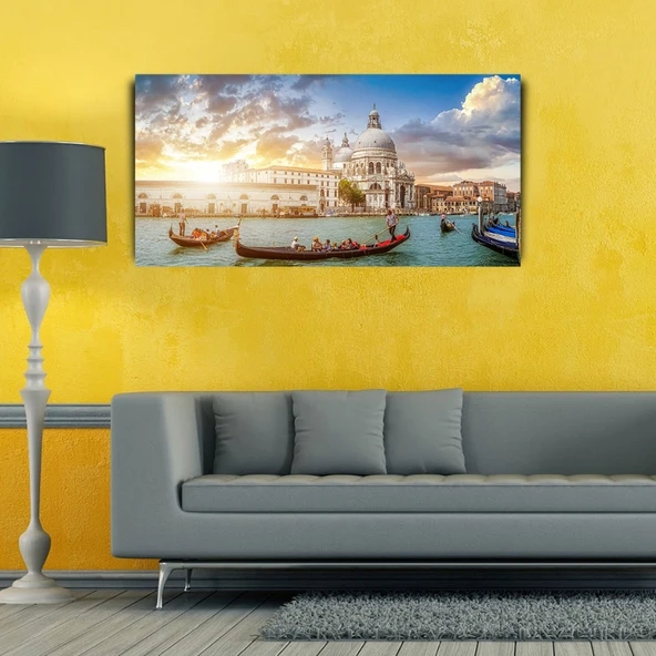 Venedik ve Gondollar Kanvas Tablo 60 x 120 ürün görseli 1