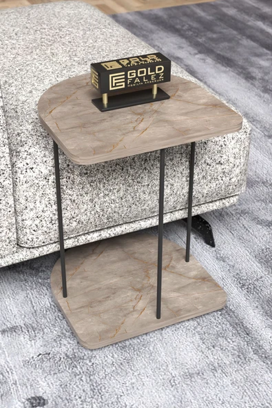 Yan Sehpa Tekerlekli Servis Sehpası Hnd Oval Gordion - Resim 2