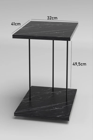 Yan Sehpa Tekerlekli Servis Sehpası HND Dikdörtgen Bendir - Resim 5