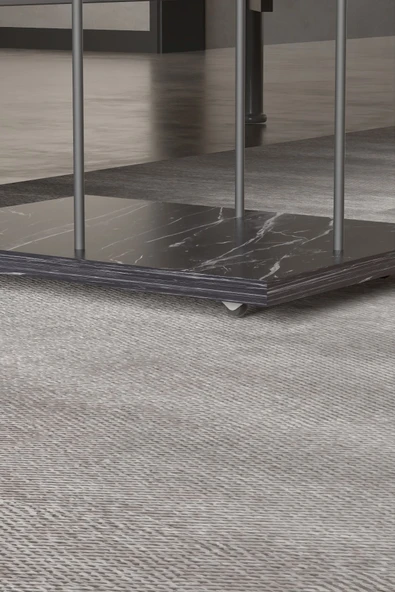 Yan Sehpa Tekerlekli Servis Sehpası HND Dikdörtgen Bendir - Resim 3