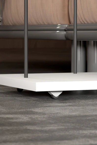 Yan Sehpa Tekerlekli Servis Sehpası HND Dikdörtgen Beyaz - Resim 2