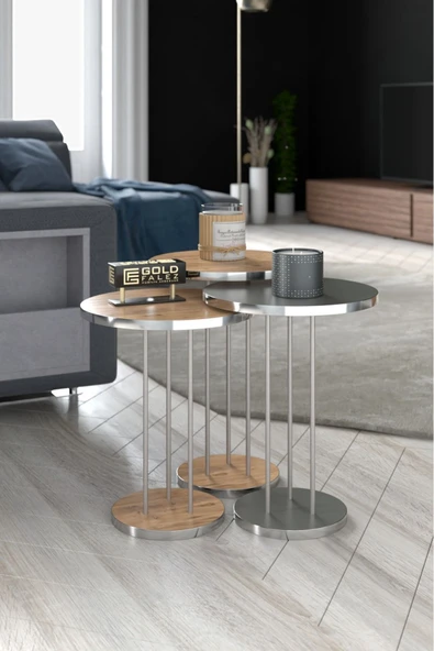 Zigon Sehpa Terra Gümüş Ceviz Antrasit ürün görseli 1