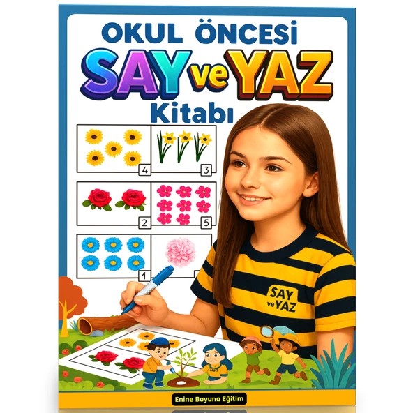 Okul Öncesi Sayıları Say ve YAZ YAZ-SİL Kitabı (1-20 Sayılar)