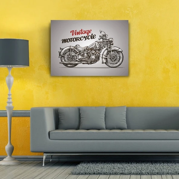 Vintage Motorcycle Poster Kanvas Tablo 50 x 70 - 2