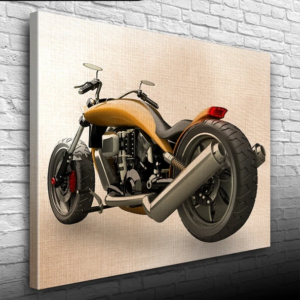 Futuristik  Concept Kahverengi Motosiklet Kanvas Tablo 50 x 70 - 3