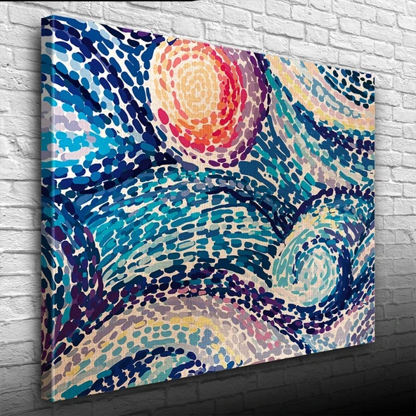 Soyut Çalışma, Mavi ve Kırmızı Tonlarda Kanvas Tablo 50 x 70 - 3