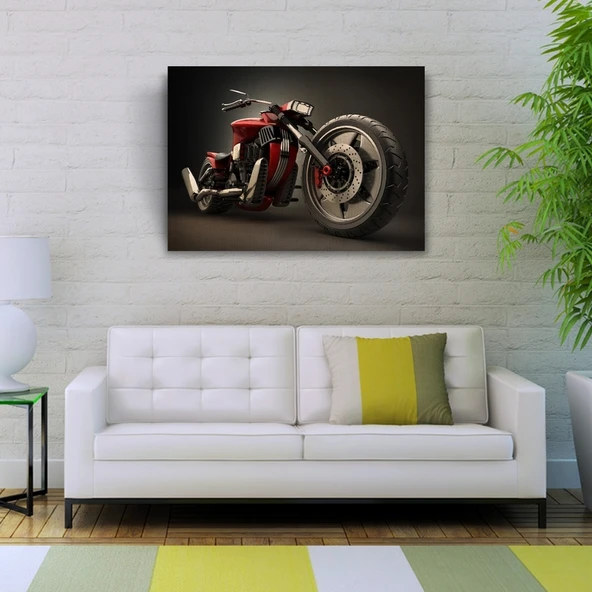 Kırmızı Concept Motosiklet Kanvas Tablo 50 x 70 - Resim 2