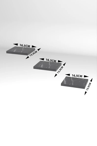 Duvar Rafı Dekoratif 3 Adet Çiçeklik Kare Ceviz - 5