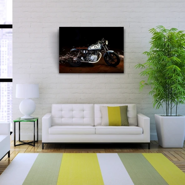 Gri Klasik Naked Motosiklet Kanvas Tablo 50 x 70 - 2