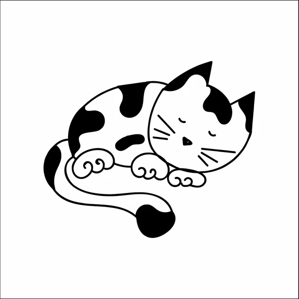 Uyuyan Kedi Sticker ürün görseli 1