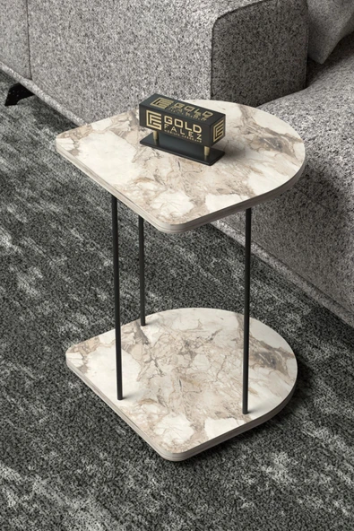 Yan Sehpa Tekerlekli Servis Sehpası Hnd Oval Efes - Resim 2