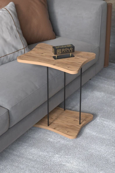 Yan Sehpa Tekerlekli Servis Sehpası HND Atlantik Çam - Resim 2