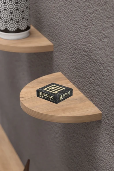 Duvar Rafı Dekoratif 3 Adet Çiçeklik Oval Ceviz - 3