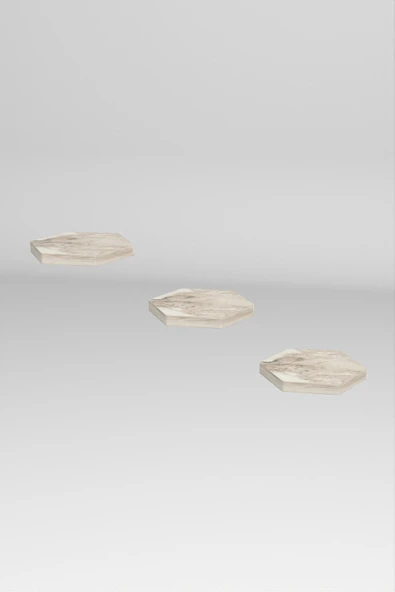 Duvar Rafı Dekoratif 3 Adet Çiçeklik Altıgen Efes - 4