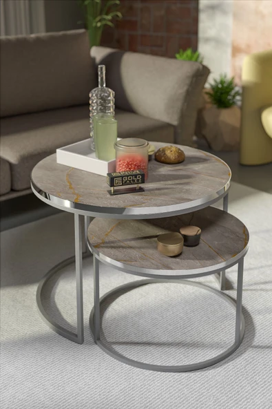 Orta Sehpa Ikili Lüx Specıal Gümüş Gordion - Resim 4