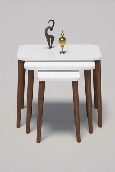 Zigon Sehpa Ahşap Torna Ayak Beyaz Kr ürün görseli 1