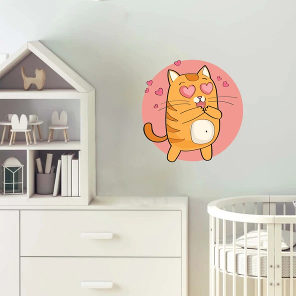 Kalpli Kedi Sticker - Resim 2