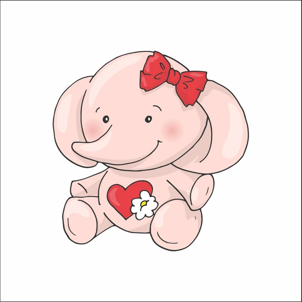 Pembe Sevimli Fil Sticker ürün görseli 1