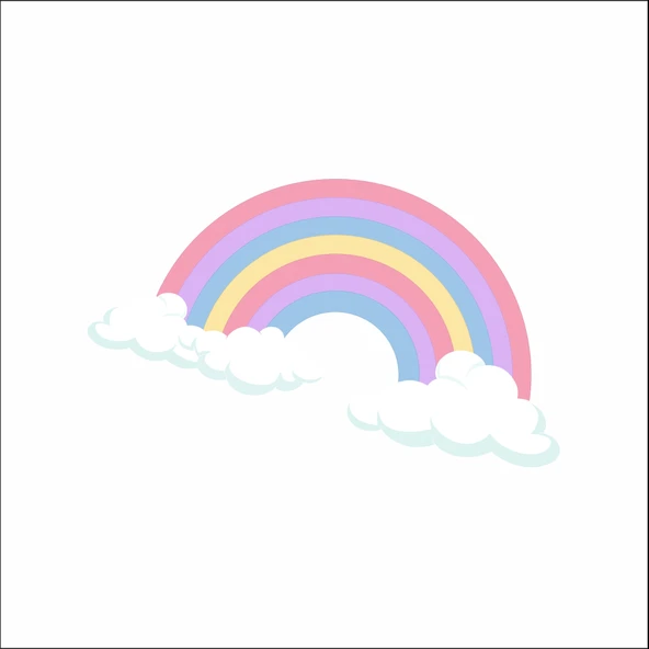 Bulutlar ve Gökkuşağı Sticker ürün görseli 1