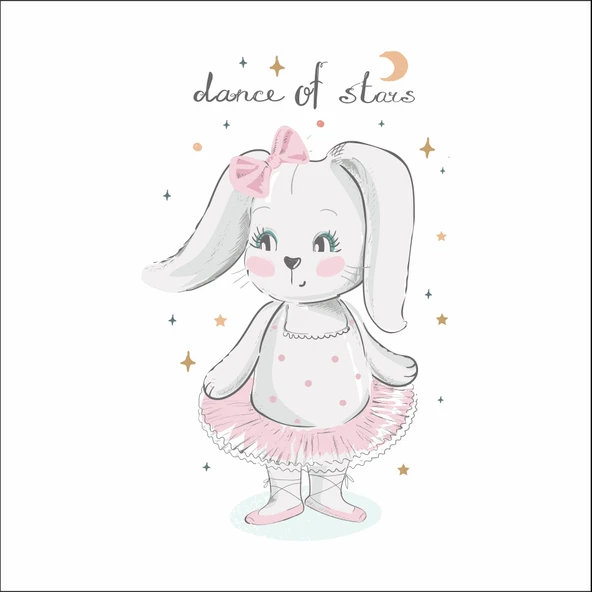 Balerin Tavşan Sticker ürün görseli 1