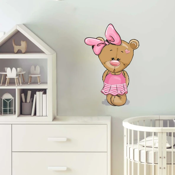 Pembe Elibseli Ayıcık Sticker - Resim 2