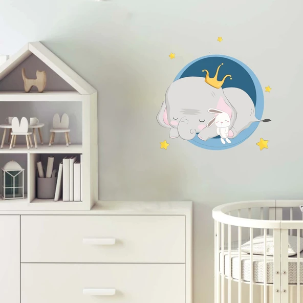 Uyuyan Fil ve Tavşan Sticker - Resim 2