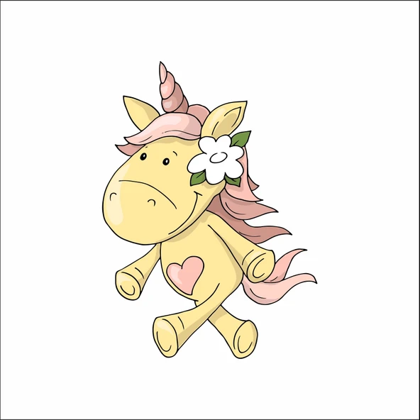 Sarı Unicorn Duvar Sticker ürün görseli 1