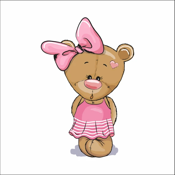 Pembe Elibseli Ayıcık Sticker ürün görseli 1