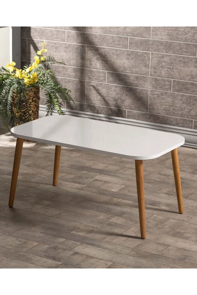 Zigon Sehpa Ve Orta Sehpa Set Ahşap Kr Torna Beyaz - 5