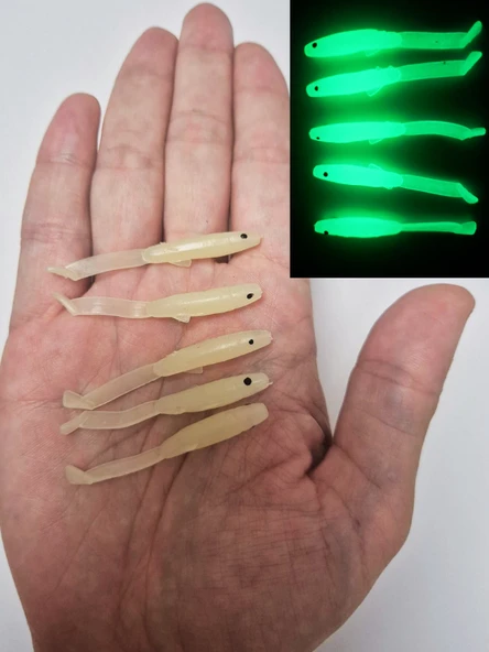 Eagenset Silikon Balık Fosforlu Glow Luminous Karanlıkta Parlayan Yapay Yem 5 cm 5 Adet - 2
