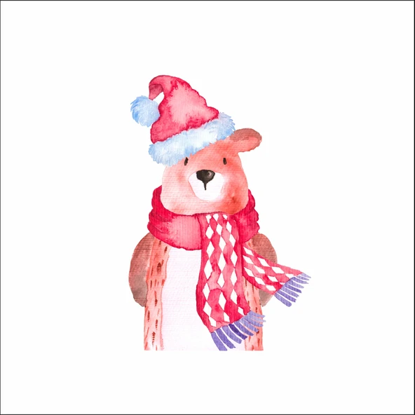 Sevimli Ayıcık Yılbaşı Sticker ürün görseli 1