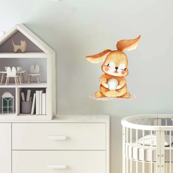 Sevimli Tavşan Duvar Sticker - Resim 2