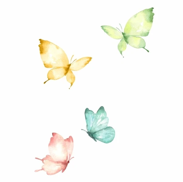 Pastel Renkli Kelebekler Duvar Stickerı ürün görseli 1