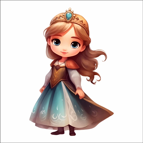 Zümrüt Taçlı Kraliyet Prensesi Duvar Stickerı ürün görseli 1