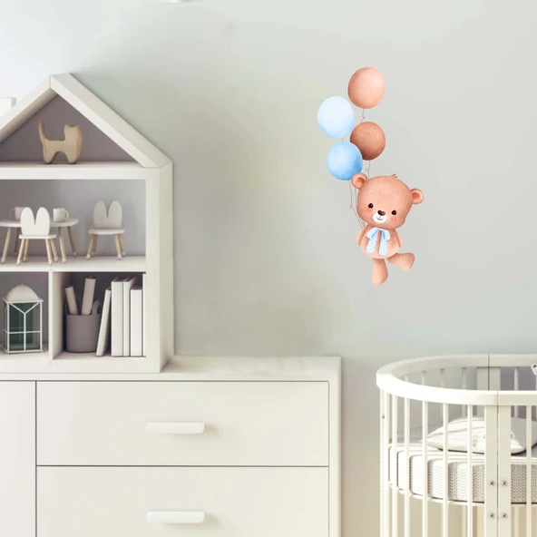 Renkli Balonlu Neşeli Ayıcık Duvar Stickerı - 2