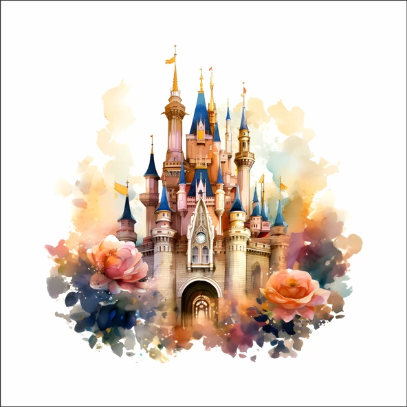 Renkli Masal Şatosu Duvar Stickerı ürün görseli 1