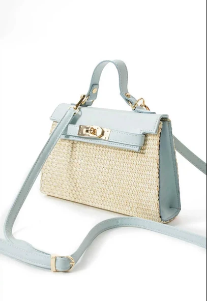 Lisbond Elegance Vienn Model Hasır Bebe Mavi Kadın El Ve Omuz Çantası - 3