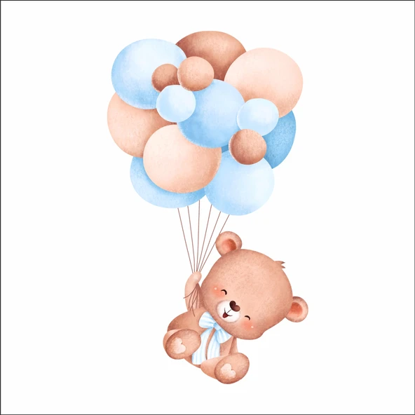 Göklerde Neşeyle Uçan Ayıcık Duvar Stickerı ürün görseli 1