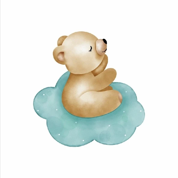 Bulut Üzerinde Uyuyan Ayıcık Duvar Stickerı ürün görseli 1