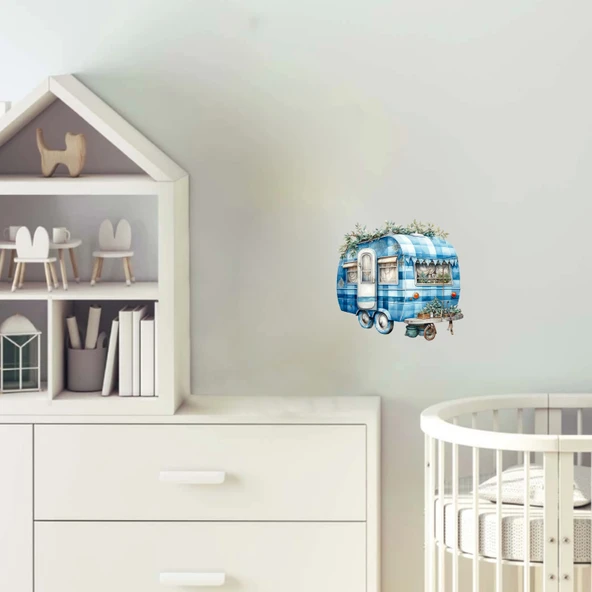 Kareli ve Karlı Karavan Duvar Stickerı ürün görseli 1