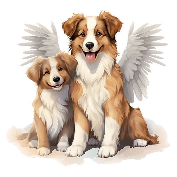 Kanatlı Anne ve Yavru Köpekler Duvar Sticker'ı - Resim 2