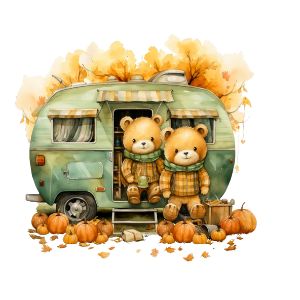 İki Ayıcık ve Kabaklı Karavan Duvar Stickerı - 2