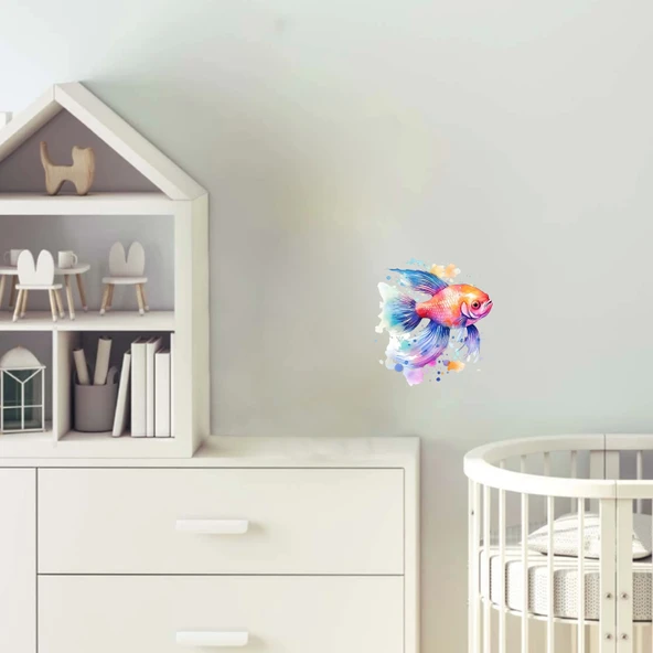 Renkli Akvaryum Balığı Duvar Stickerı - 1
