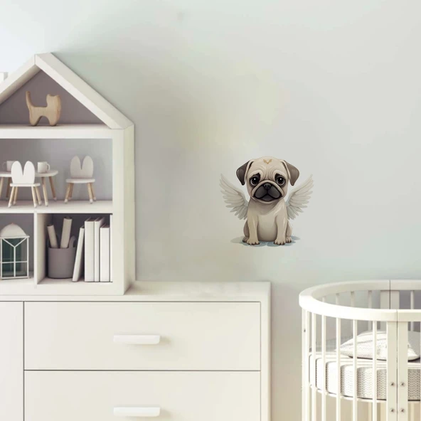 Kanatlı Pug Yavrusu Duvar Stickerı ürün görseli 1