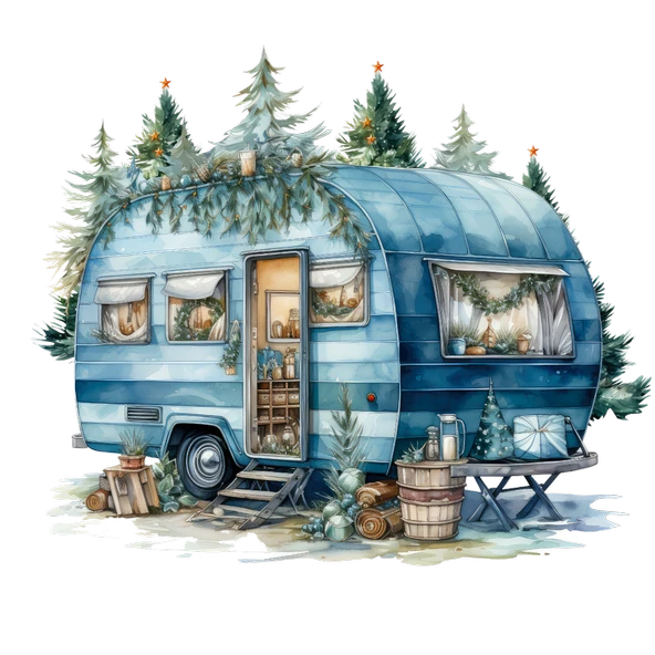 Karlı Çam Ağaçlı Karavan Duvar Stickerı - Resim 2