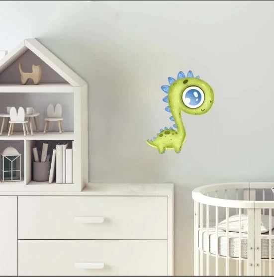 Yeşil Uzun Boyunlu Duvar Sticker - Resim 2